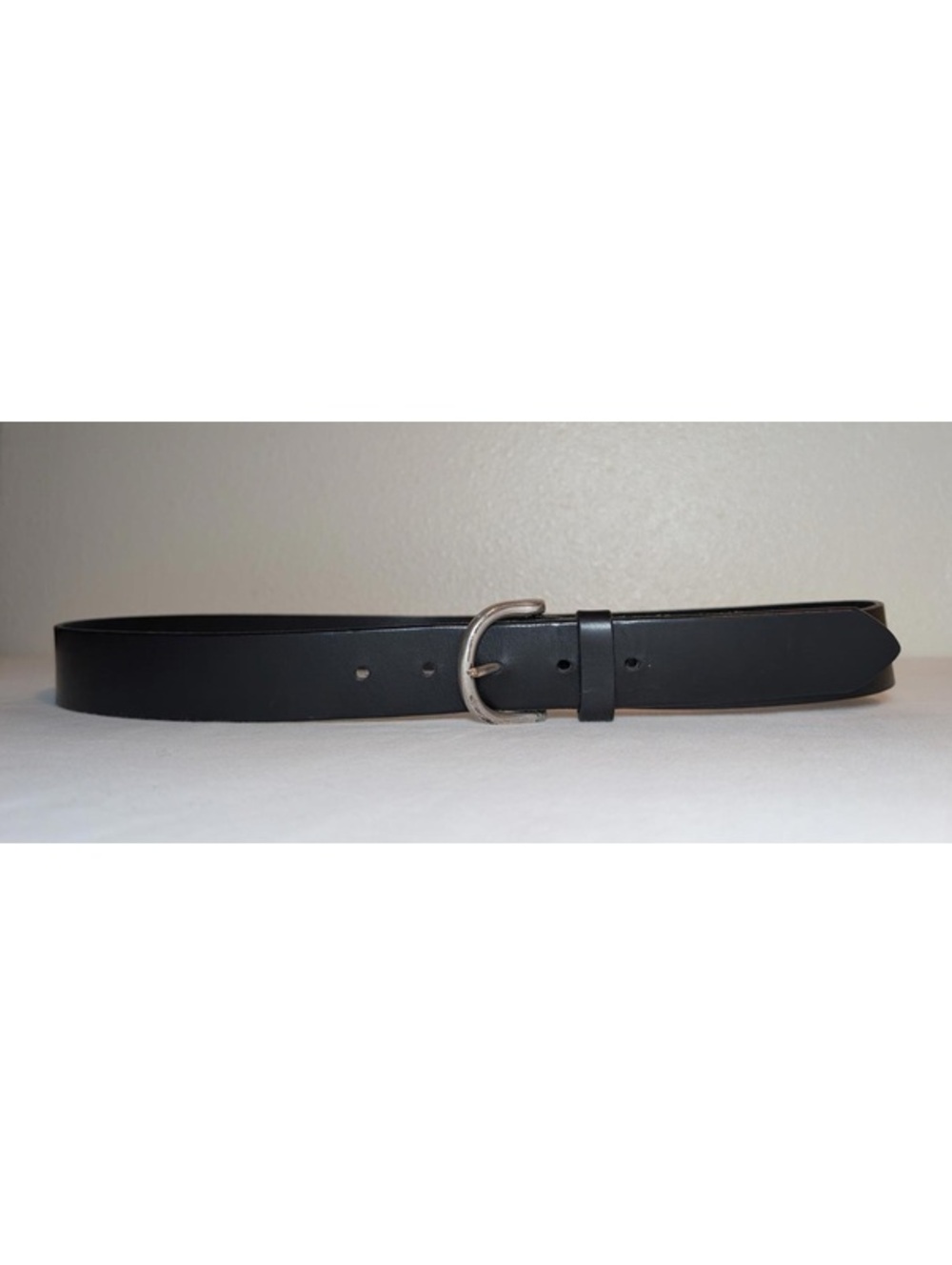 Women’s Black Leather Belt with Silver Buckle 41” Long